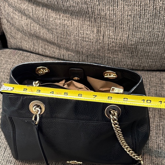 Coach Black Leather Shoulder Bag with Gold Accents - Picture 6 of 7